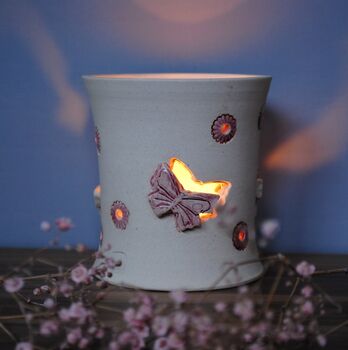 Personalised White Ceramic Tea Light With Butterflies, 5 of 8
