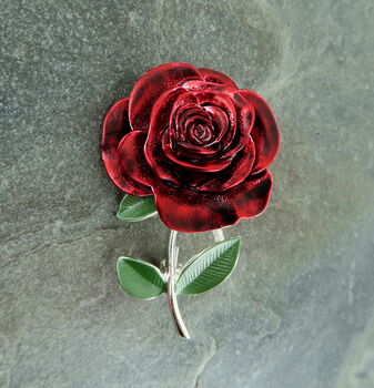 Rose Red Flower Brooch, 2 of 4