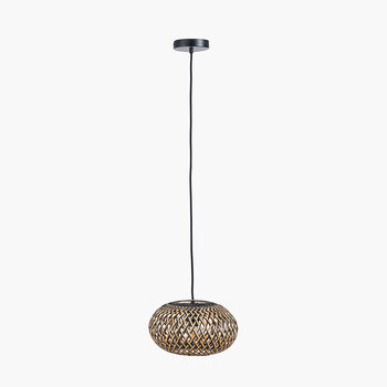 Black And Natural Rattan Pendant Ceiling Light, 4 of 9