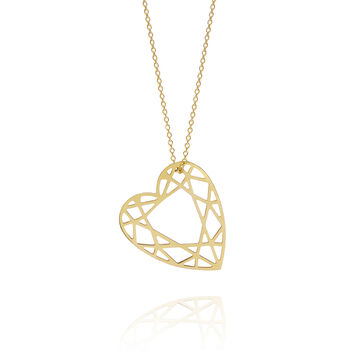 Gold Plated Sterling Silver Heart Diamond Pendant, 3 of 6