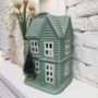 Sage Ceramic House Christmas Tealight Holder, thumbnail 1 of 4