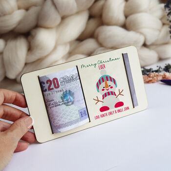 Personalised Snowman Christmas Money Holder, 8 of 9
