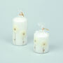 G Decor Margaret Flower White Elegant Pillar Candle, thumbnail 5 of 5