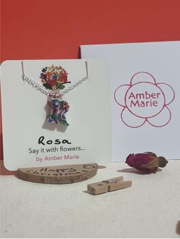 Custom Floral Letter Necklace Gift Choose Your Colour, 2 of 12