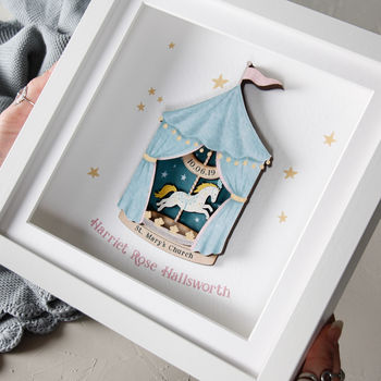 Layered Carousel Christening Print In A Box Frame, 3 of 3
