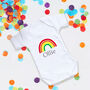 Personalised Rainbow New Baby Bodysuit, thumbnail 1 of 3