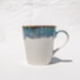 Blue V Shaped Handmade Porcelain Mug, thumbnail 4 of 9