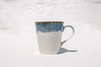 Blue V Shaped Handmade Porcelain Mug, 4 of 9
