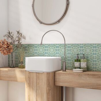 Aqua Pomegranate Handprinted Ceramic Tile, 9 of 11