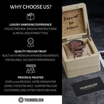 Personalised Metal And Wood Watch Mens Gift,Engraved Watch, 3 of 8