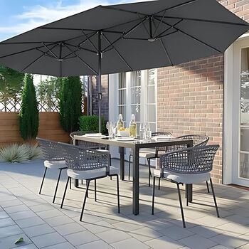 Large Double Sided Twin Garden Parasol With Crank, 3 of 8