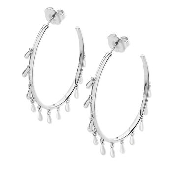 Sterling Silver Designer Multi Drop Hoops Earrings, 2 of 4