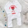 Happy Valentines Day Retro Babygrow, thumbnail 2 of 3