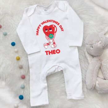Happy Valentines Day Retro Babygrow, 2 of 3