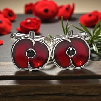 Personalised Remembrance Day Poppy Cufflinks, 4 of 11