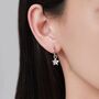 Sterling Silver Tiny Plumeria Flower Huggie Hoop Earrings, thumbnail 5 of 11