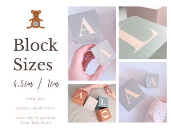 Personalised Baby Name Wooden Blocks Green, Blue, Cream, 10 of 12