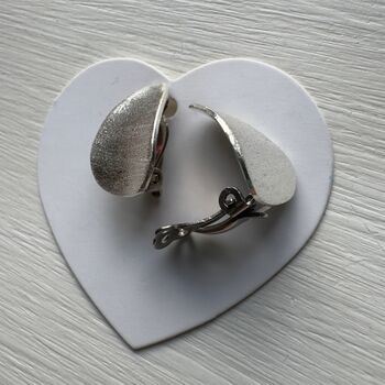 Clip On Triangle Textured Matt Silver Earrings, 4 of 7