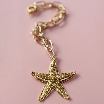 Oversized Starfish Chunky Charm And Chain Necklace, 2 of 5