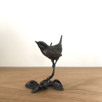 Miniature Bronze Wren Sculpture 8th Anniversary Gift, 8 of 12