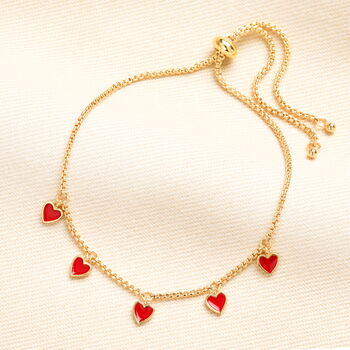 Enamel Heart Charm Bracelet In Gold, 2 of 3