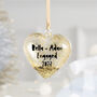 Personalised Engagement Gold Heart Christmas Bauble, thumbnail 2 of 4
