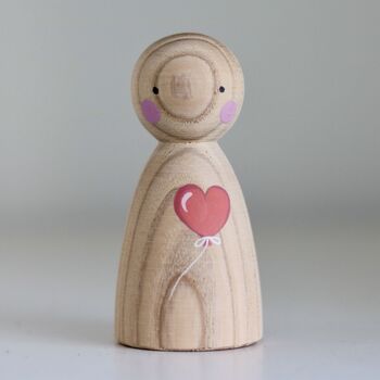 Handpainted Wooden Heart Balloon Peepul, 3 of 8
