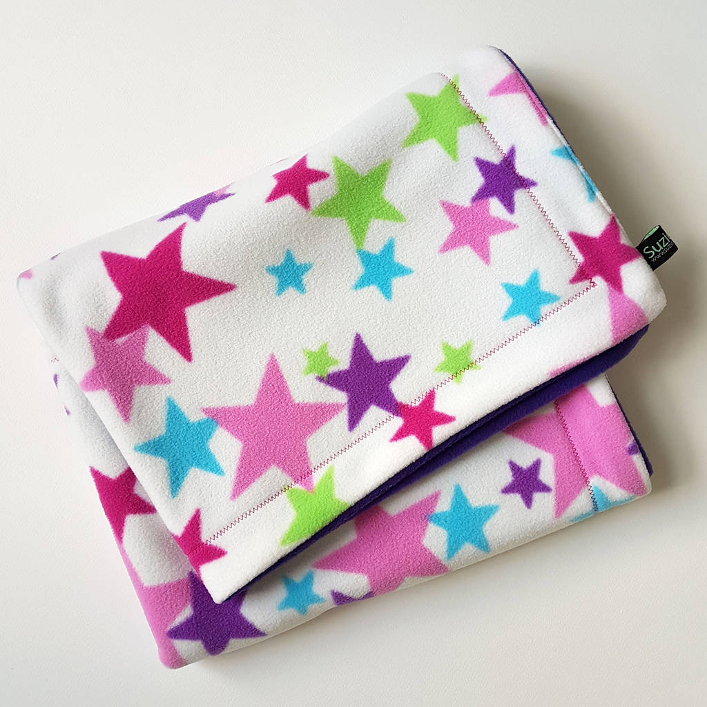 Stars Fleece Baby Blanket By Suzielou textiles