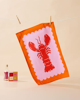 Lobster Scallop Colourful Kitchen Tea Towel, 2 of 2