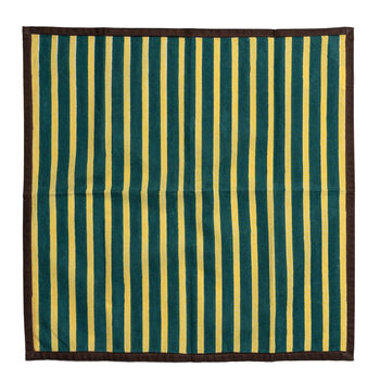 Block Stripe Napkins Set Of Two: Lemon/Forest Green, 3 of 6