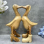 Cute Duck Couple Ornament Lovers 25cm – Bamboo Wood Heart Figurine, thumbnail 3 of 12