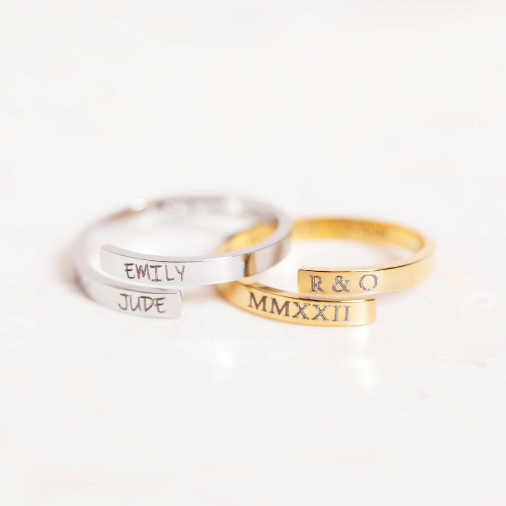 Adjustable Dainty Name And Date Ring Gold Or Silver By Florence London ...