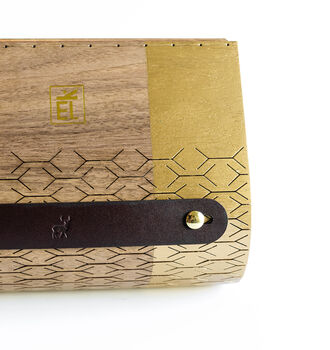 Walnut Hardwood And Leather Clutch Bag, 8 of 12