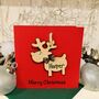 Personalised Reindeer Christmas Card Wooden Decoration, thumbnail 7 of 9