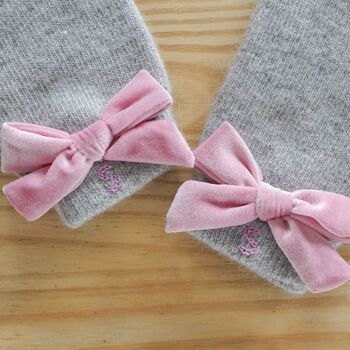 Personalised Velvet Bow Soft Cashmere Wool Gloves Gift, 2 of 6