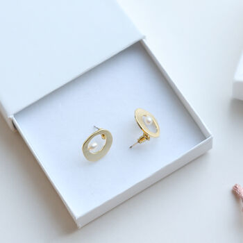 Delicate Freshwater Pearl Gold Stud Earrings In A Box, 4 of 8
