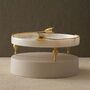 White Marble Footed Serving Tray With Twin Tulip Detail, thumbnail 1 of 2