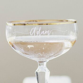 Personalised Gold Banded Champagne Coupe Set, 5 of 6