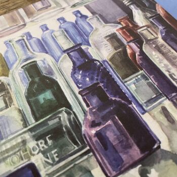 Collection Of Vintage Glass Bottles Art Card, 3 of 3
