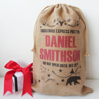 Personalised Christmas Sack With Bear Print, 2 of 4
