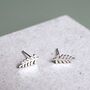Sterling Silver Wiggly Tropical Leaf Stud Earrings, thumbnail 4 of 7
