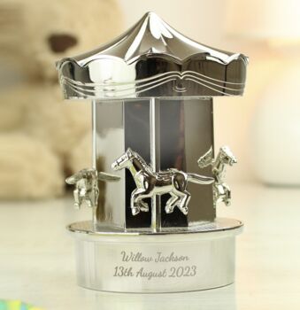 Personalised Silver Plated Carousel Money Box, 5 of 6