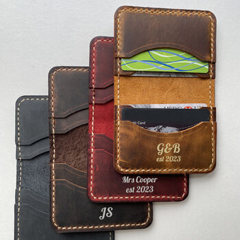 Personalised Leather Card Holder, 3rd Anniversary Gift, 3 of 4