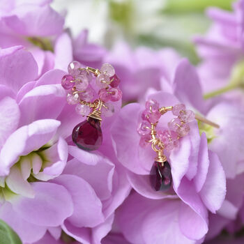 Cherry Blossom Pink Sapphire Drop Earrings, 4 of 11