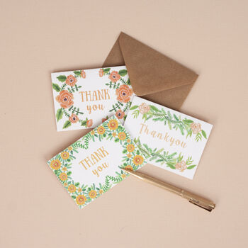 Set Of Six Floral Mini Thank You Cards, 2 of 11