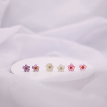 Small Blossom Flower Sterling Silver Stud Earrings, 3 of 12