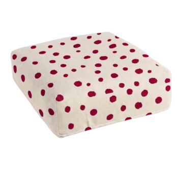 Hand Painted Linen Floor Cushion Cube In Polka Dot Print, 3 of 12
