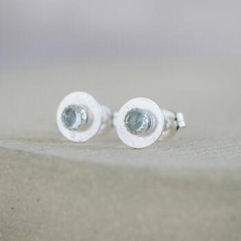 Sterling Silver Birthstone Small Disc Studs, 7 of 12