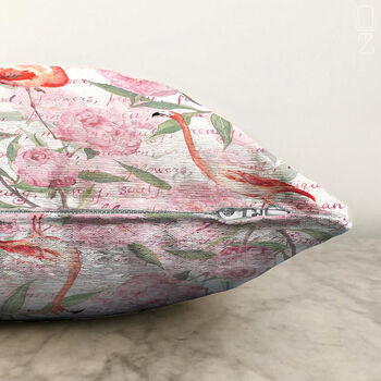 Pillow Cover With Red Flamingo And Pink Flowers, 3 of 4