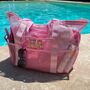 Personalised Lacey Patch Pocket Net Mesh Tote Beach Bag, thumbnail 2 of 12